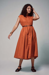 Extended Shoulder Midi Dress